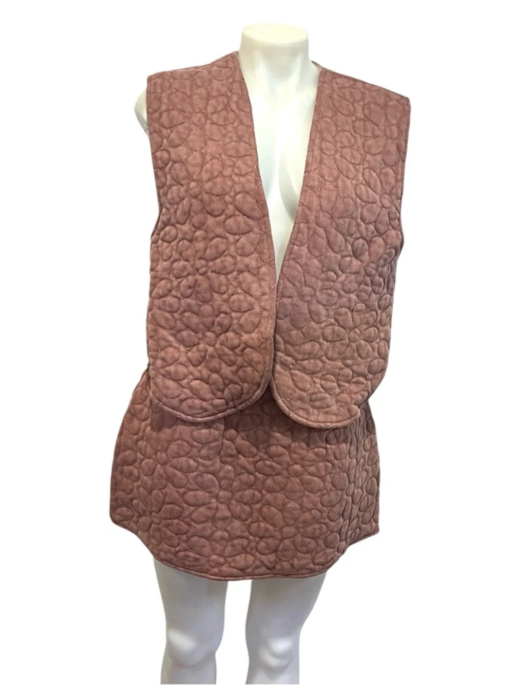 Free People Bali folk quilted Daisy vest skirt set nostalgia rose size small NWT